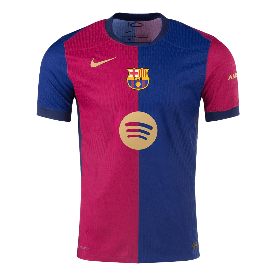 LAMINE YAMAL #19 Barcelona Home Authentic Soccer Jersey 2024/25 -UCL Spotify Logo Without Text