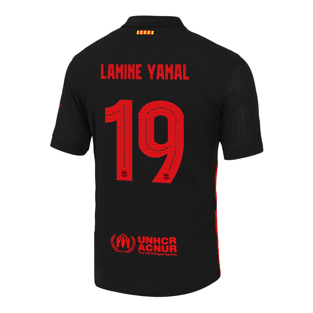 LAMINE YAMAL #19 Barcelona Away Authentic Soccer Jersey 2024/25 – UCL（Spotify Logo Without Text）