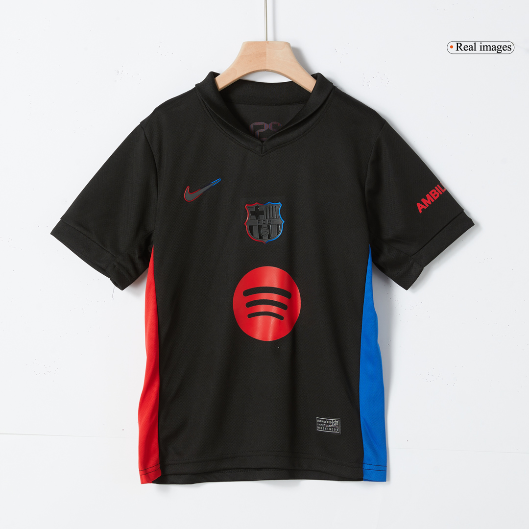 Barcelona Away Kids Soccer Jerseys Kit 2024/25 – Spotify Logo Without Text