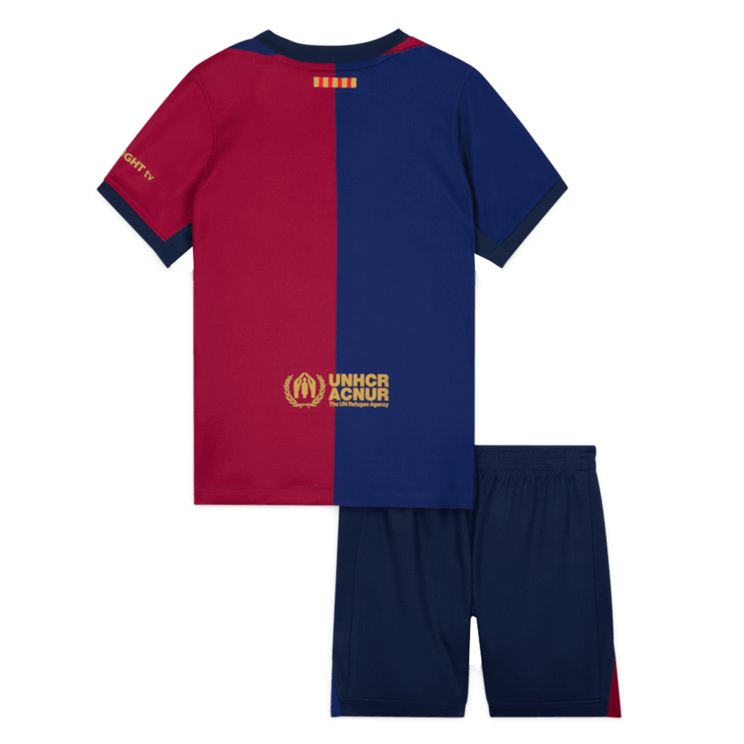 Barcelona Home Kids Soccer Jerseys Kit 2024/25 Spotify Logo Without Text