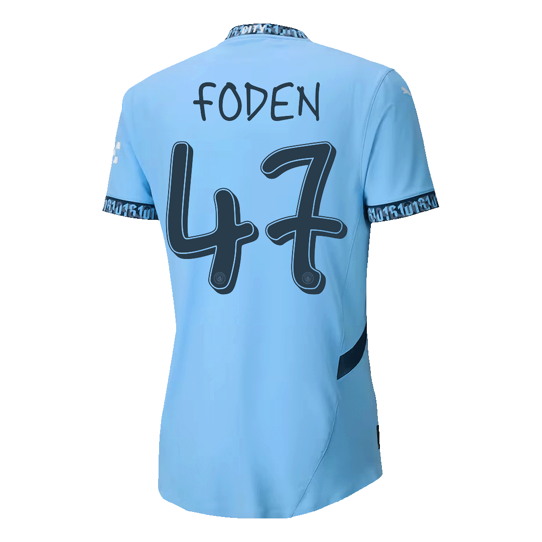 FODEN #47 Manchester City Home Authentic Soccer Jersey 2024/25 – UCL