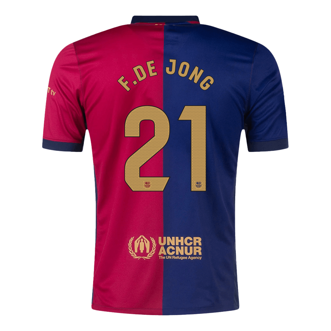 F.DE JONG #21 Barcelona Home Soccer Jersey 2024/25 – Spotify Logo Without Text