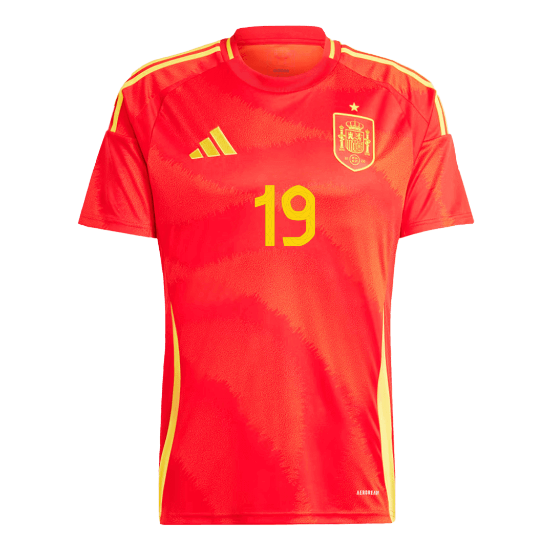 LAMINE YAMAL #19 Spain Home Soccer Jersey EURO 2024