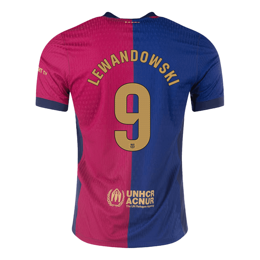 LEWANDOWSKI #9 Barcelona Home Authentic Soccer Jersey 2024/25