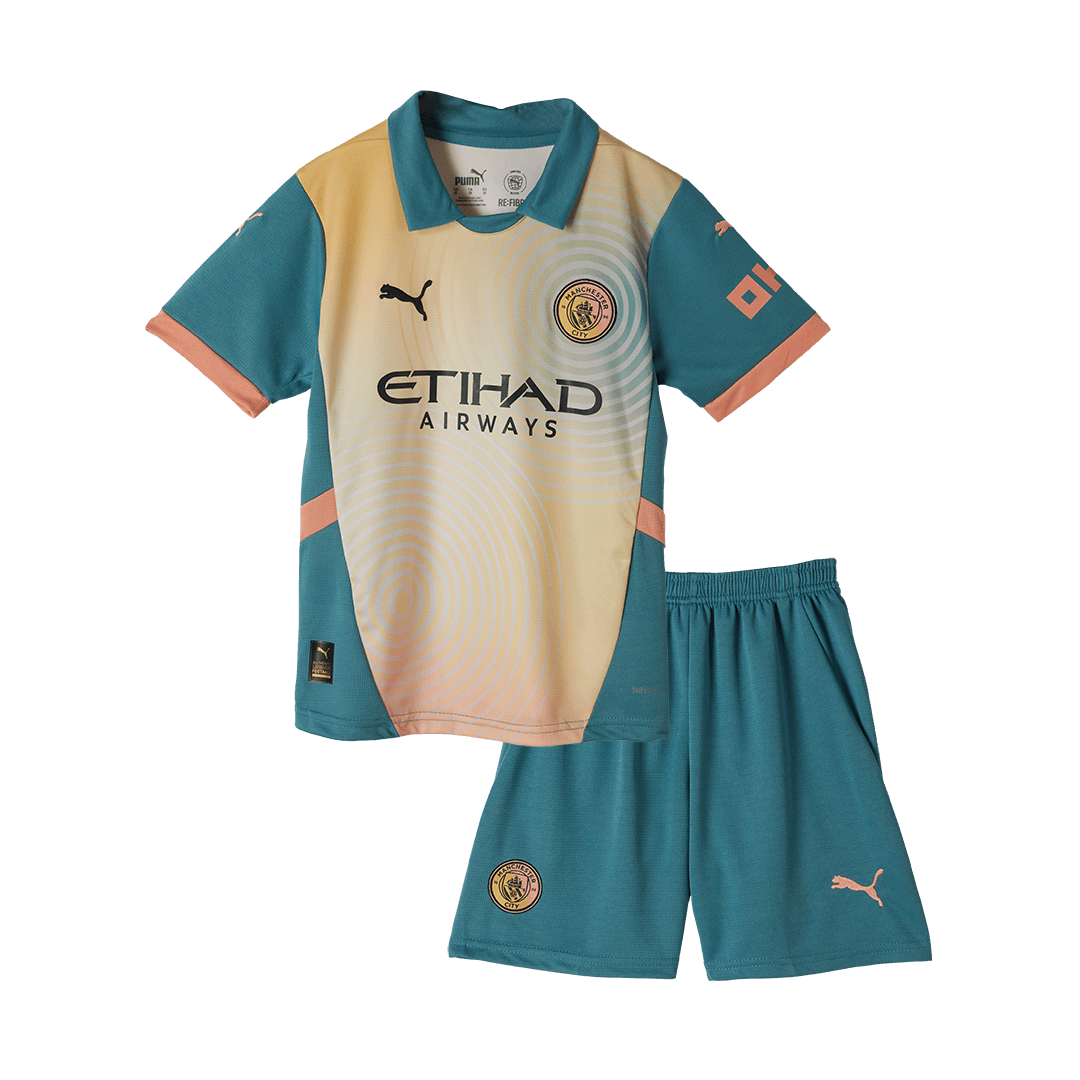 Manchester City Fourth Away Kids Soccer Jerseys Kit 2024/25- UCL